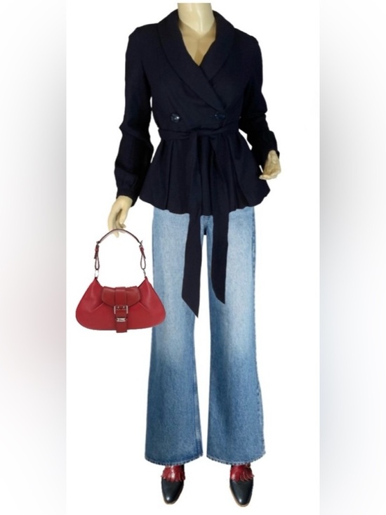 Liquid Jackets & Blazers - LIQUID NAVY BLUE WOOL BELTED BLAZER (2)